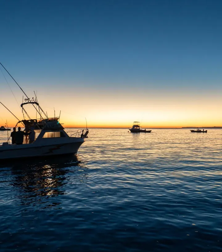 Van Wormer sportfishing boats at sunrise.