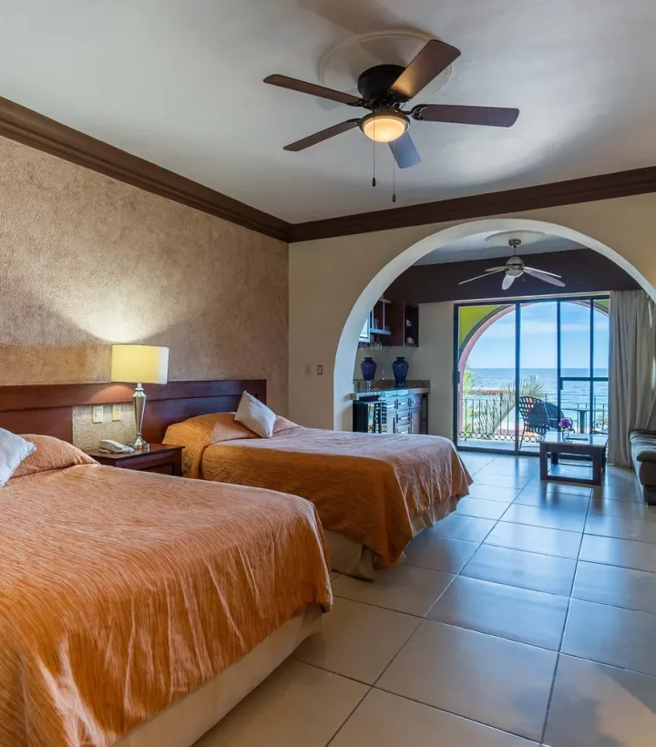 Ocean view hotel room at Van Wormer Resorts.